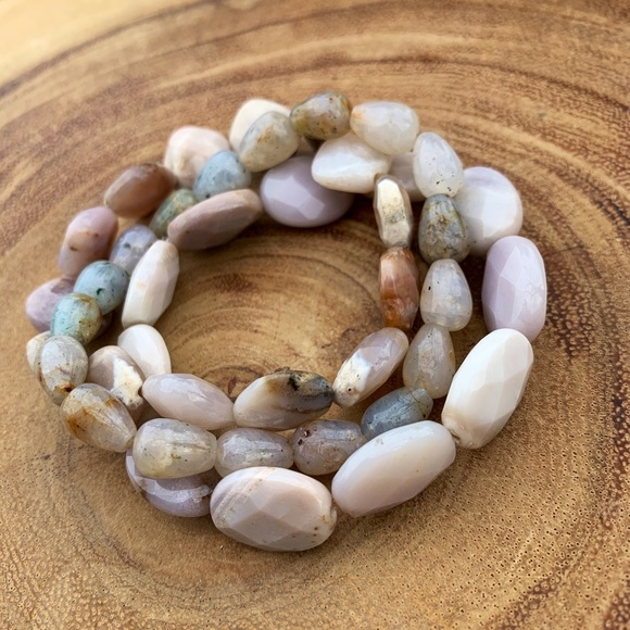 Natural Gray White Multicolored Labradorite, Agate, & Opal Gemstone Bracelets - Picture 5 of 10